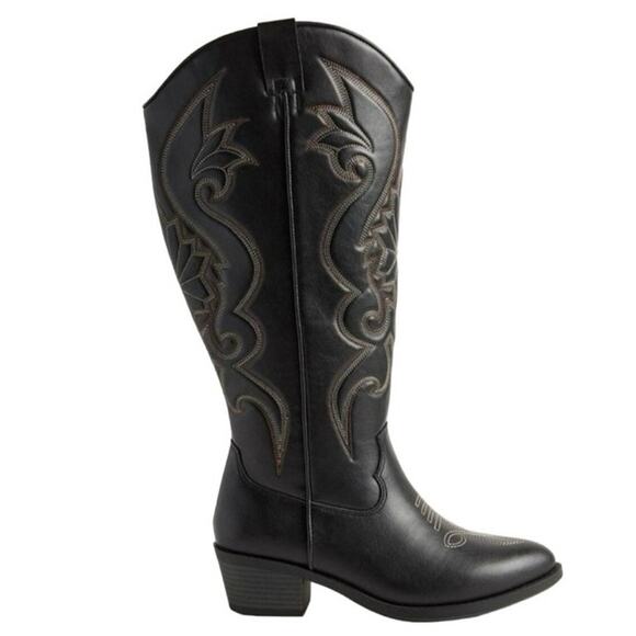 New! Never worn! TORRID Western Knee Boot Extra Wide Calf Black Size 8 - Picture 3 of 11